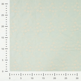 Katoen Broderie  - Little Flowers - Mint