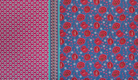 woven viscose | floral border | blue -bright pink | by Jolijou | Swafing