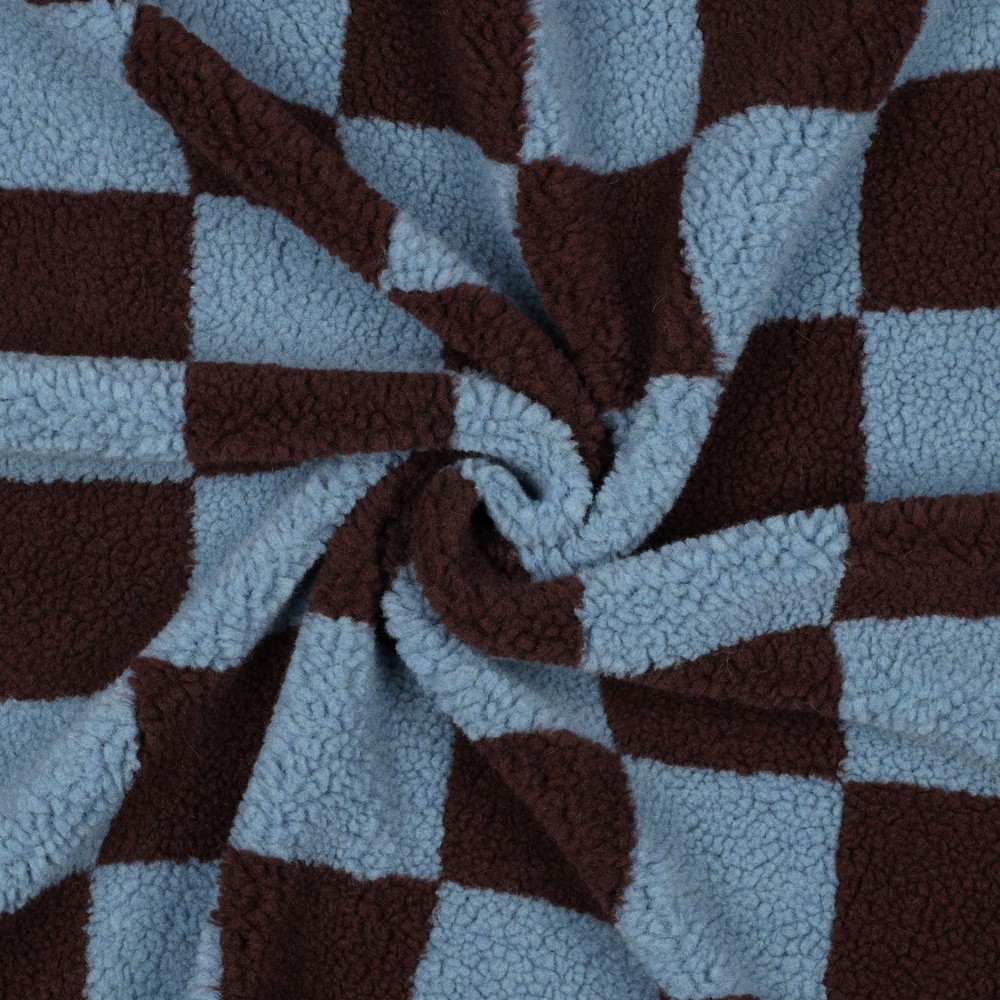 Verhees Textiles - Teddy - Checks   - Blue Bordeaux