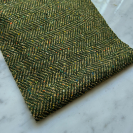 Deadstock Stoffen - Wol Tweed Herringbone Visgraat - Dark Green