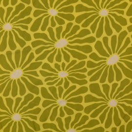 Viscose Poplin  Print - Big Flowers  - Mossgreen