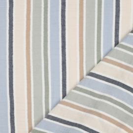 Double Gauze  - Stripe  - Blue Ecru