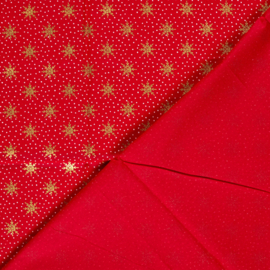 Katoen Print Kerst -  Christmas Star  - Red