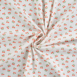Jersey Ajour de Luxe - Cherries  - Off White