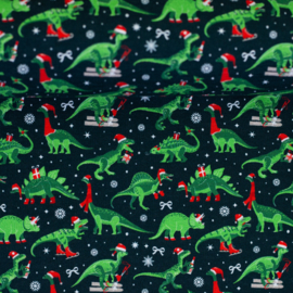 Swafing French Terry  - Holly -  Dino  Christmas  - Dark Blue