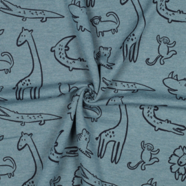 Sweat Melange - Safari Animals - Blue