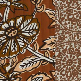 Stepped - Quilted - Flowers   - Double Sided -  Batik Print Brown