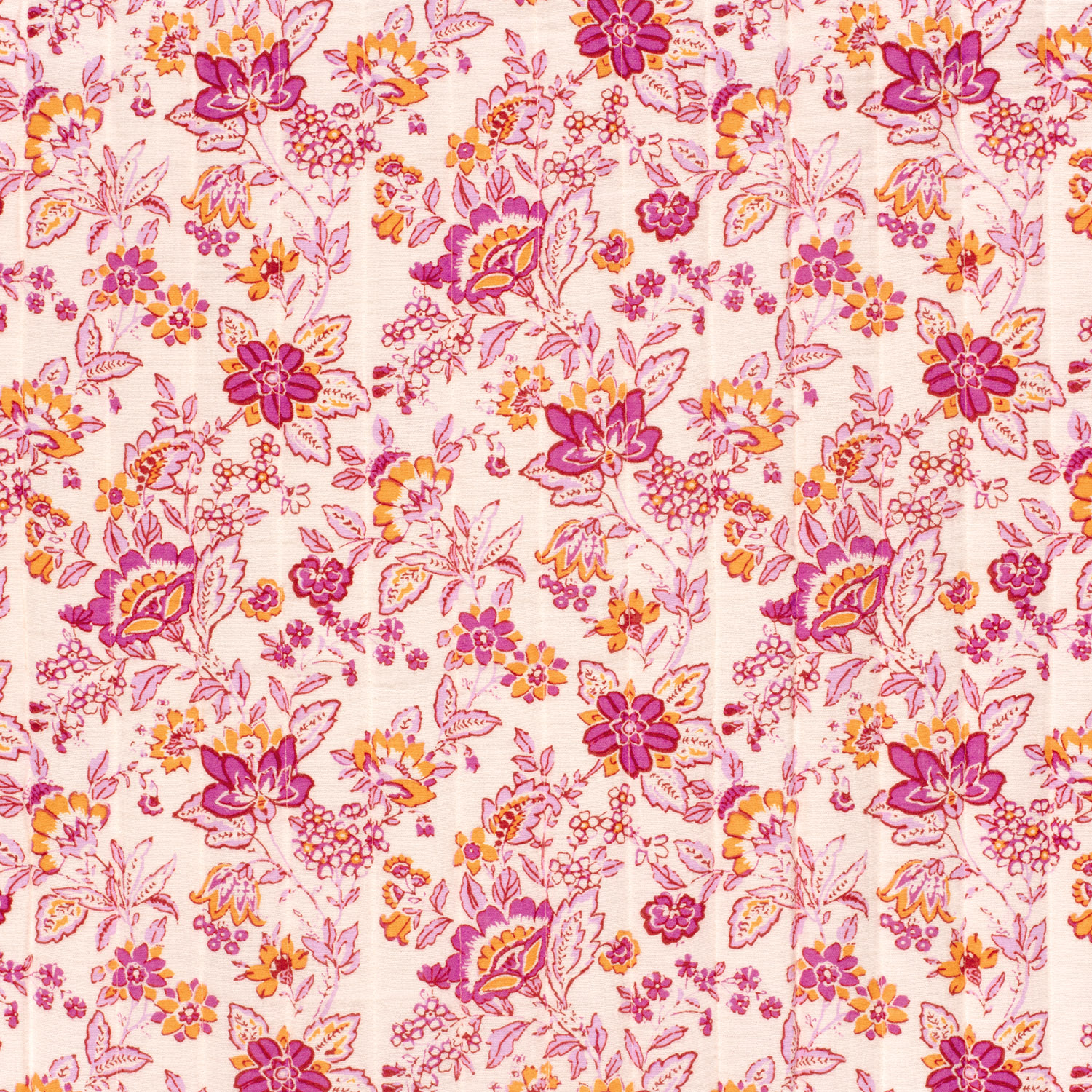 Stepped - Quilted - Ikat Flowers   - Double Sided -  Pink Yellow