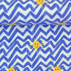 Swafing - Nautical - Jersey Tricot  - Sun and Waves  - Blue