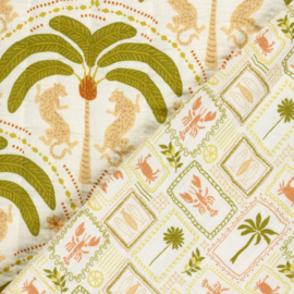 Stepped - Quilted - IPalm Trees   - Double Sided -  Pink Green