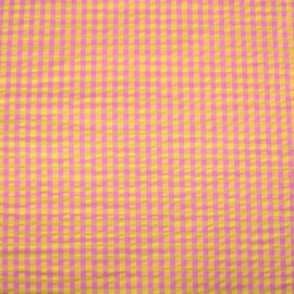 Katoen Seersucker - Checks - Yellow Candy