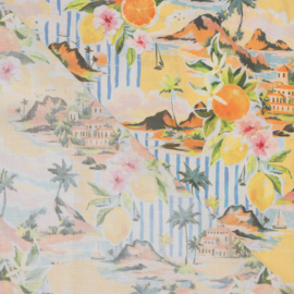 Katoen Voile  Print - Oranges & Lemons - Yellow