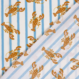 Katoen Poplin Print - Lobster - Stripes