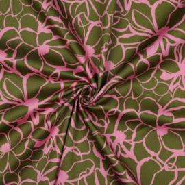 Nerida Hansen - Cotton Satin  - Magnolia  -  Moss Green