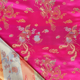 Satijn - Dragon Brocade - Pink
