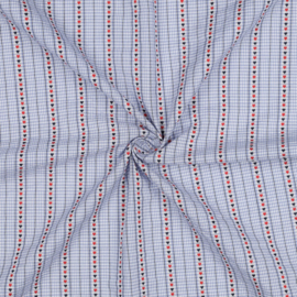 Verhees Textiles-  Katoen - Jacquard Checked - Flowers - Light Blue