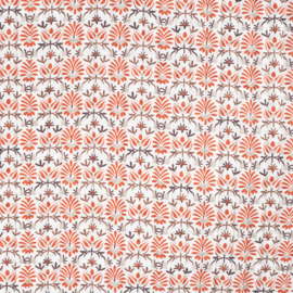 Stepped - Quilted -  Flowers   - Double Sided -  Beige & Orange