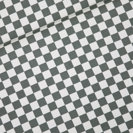 See You at Six - French Terry - Checkers - Vergrijsd Wit Rokerig Olijfgroen