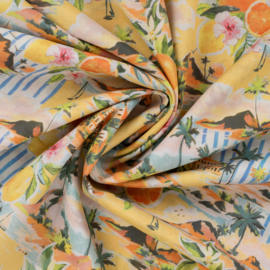 Katoen Voile  Print - Oranges & Lemons - Yellow