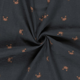 Double Gauze - Crabs  - Dark Blue