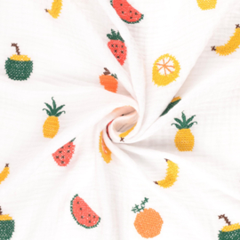 Double Gauze - Embroidery - Fruit