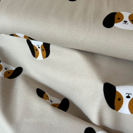 Katoenen Flanel - Doggies   - Beige