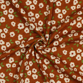Verhees Textiles - Rib Jersey - Small Flowers - Terra