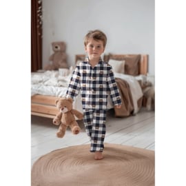 Katoen Flannel - Bear - Check - Dark Blue