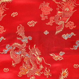 Satijn - Dragon Brocade - Red
