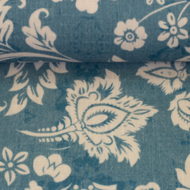 Swafing - Haren  - Double Gauze - Ethnic  Flowers - Indigo Blue