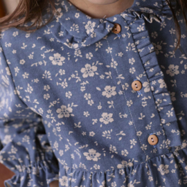 Katia Fabrics - Flannel Katoen - Small Flowers - Denim Blue