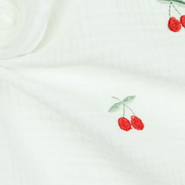 Double Gauze | Cherries - Off White