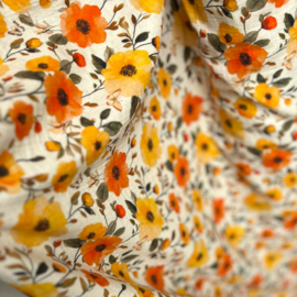 Double Gauze - Flower Garden - Orange Yellow