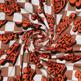 Tricot Print - Check and Quotes - Orange