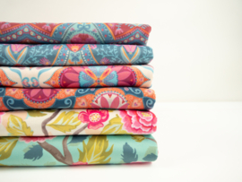 Swafing - Boho Velvet by Bienvenido Colorido - Geometric Flower - Acqua