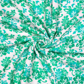 Viscose ecovero - Flowers - Green