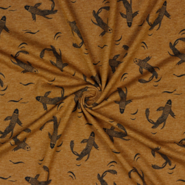 Tricot Print - Fishes - Rust