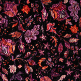 Quilt Velvet Fluweel - Leaves - Orange Black