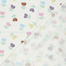 Double Gauze - Tulips  - Off White