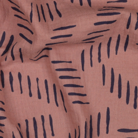 Double Gauze - Lines - Dark Blush