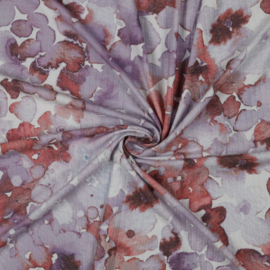 Verhees Textiles -  Pomme - Rib Jersey Flowers  - Lavender