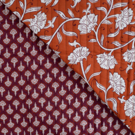 Stepped - Quilted - Ethnic Flowers  - Double Sided -  Cognac