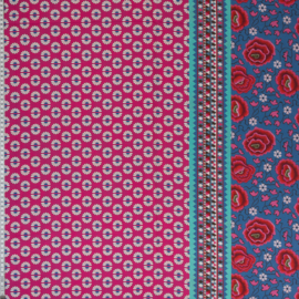 woven viscose | floral border | blue -bright pink | by Jolijou | Swafing