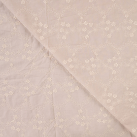 Katoen Broderie  - Little Flowers - Sand