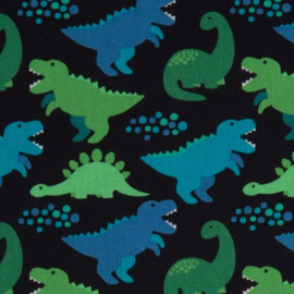 Katoen Print | Swafing -  Dino  -  Blue - Green Black