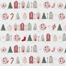 Katoen Print - Kerst - Huisjes