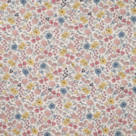Katoen Print | Flowers | Yellow - Soft Pink  - Blue 031