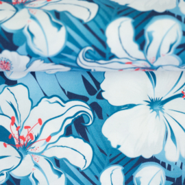Swafing Tricot Pique Polo -  Flower Hawai   - Blue