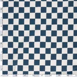French Terry Organic   - Checks   - Steelblue
