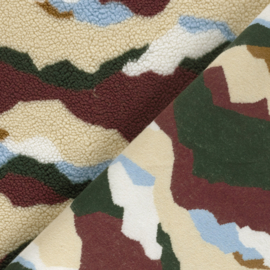 Teddy -  Landscape  - Ecru Bordeaux  Green Blue